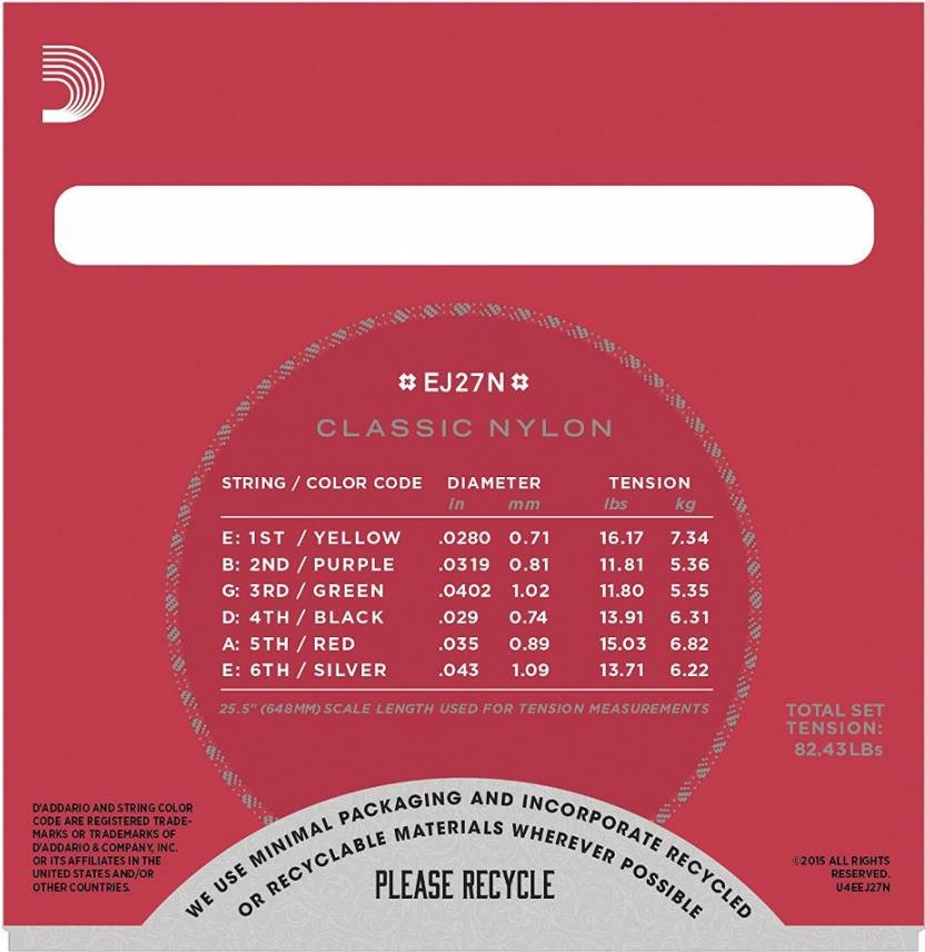 D'addario EJ27N Klasik Gitar Teli Set 4/4 (Normal Tension)