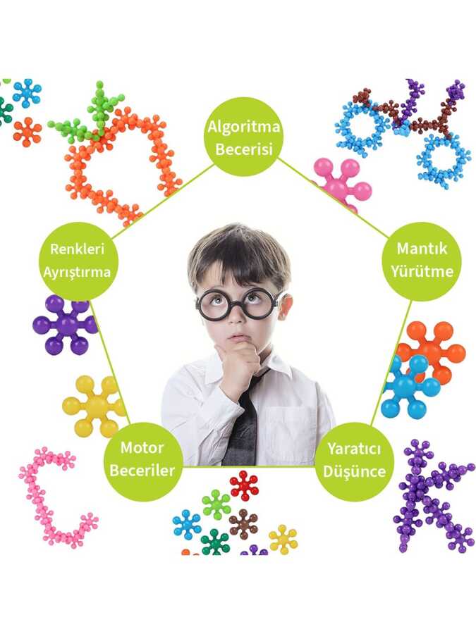 Smarty Molecules Eğitici Kilitli Molekül Stem Eğitimi Uyumlu 5 Renk 120 Parça Eğitici LEGO Oyuncak